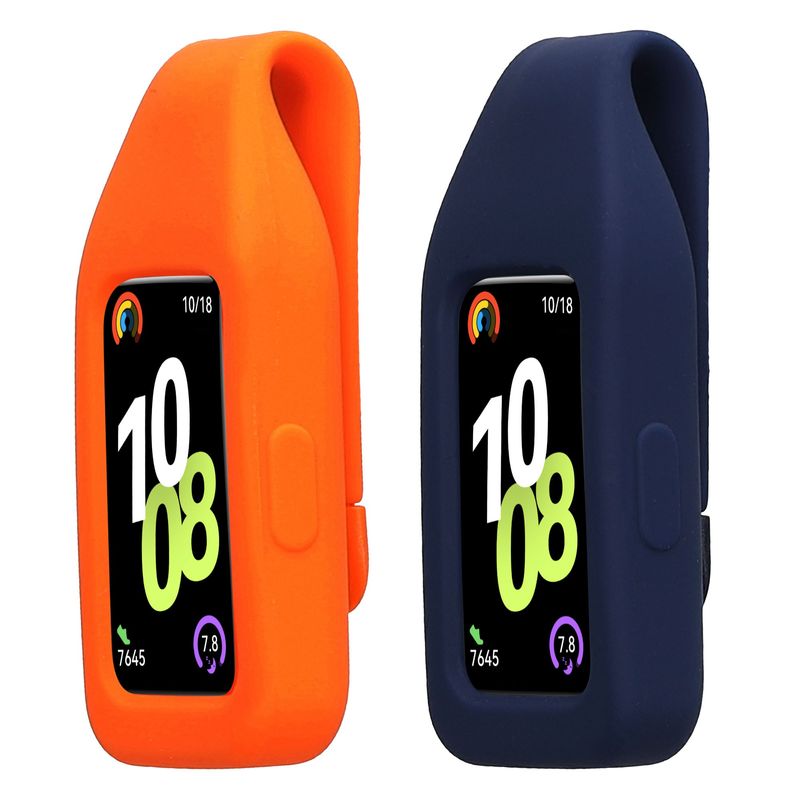 Laptop, Telefoane si Tablete - Wearables si gadgeturi - Wearables - Accesorii wearables - Set 2 huse Kwmobile pentru Huawei Band 10, Band 9, Band 8, antizgarieturi, flexibil, silicon, albastru, portocaliu - Infinity.ro