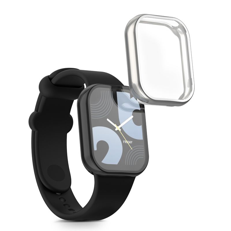 Laptop, Telefoane si Tablete - Wearables si gadgeturi - Wearables - Accesorii wearables - Set 2 huse Kwmobile pentru Xiaomi Smart Band 8 Pro, protectie la zgarieturi, material flexibil, silicon, negru, argintiu - Infinity.ro