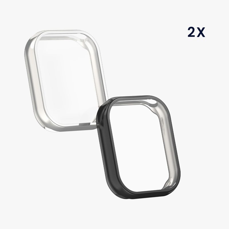 Laptop, Telefoane si Tablete - Wearables si gadgeturi - Wearables - Accesorii wearables - Set 2 huse Kwmobile pentru Xiaomi Smart Band 8 Pro, protectie la zgarieturi, material flexibil, silicon, negru, argintiu - Infinity.ro