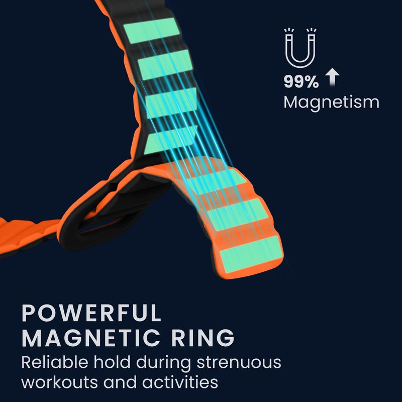 Laptop, Telefoane si Tablete - Wearables si gadgeturi - Wearables - Accesorii wearables - Curea Kwmobile pentru Xiaomi Smart Band 10, Smart Band 9, Smart Band 8, inchidere magnetica, silicon, negru, portocaliu - Infinity.ro