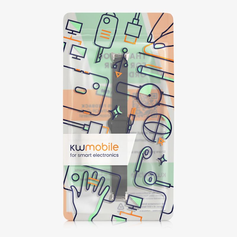Laptop, Telefoane si Tablete - Wearables si gadgeturi - Wearables - Accesorii wearables - Curea Kwmobile pentru Xiaomi Smart Band 10, Smart Band 9, Smart Band 8, inchidere magnetica, silicon, negru, portocaliu - Infinity.ro