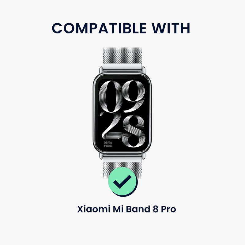 Laptop, Telefoane si Tablete - Wearables si gadgeturi - Wearables - Accesorii wearables - Set 4 adaptoare Kwmobile pentru Xiaomi Smart Band 8 Pro, montare rapida, inox, negru - Infinity.ro