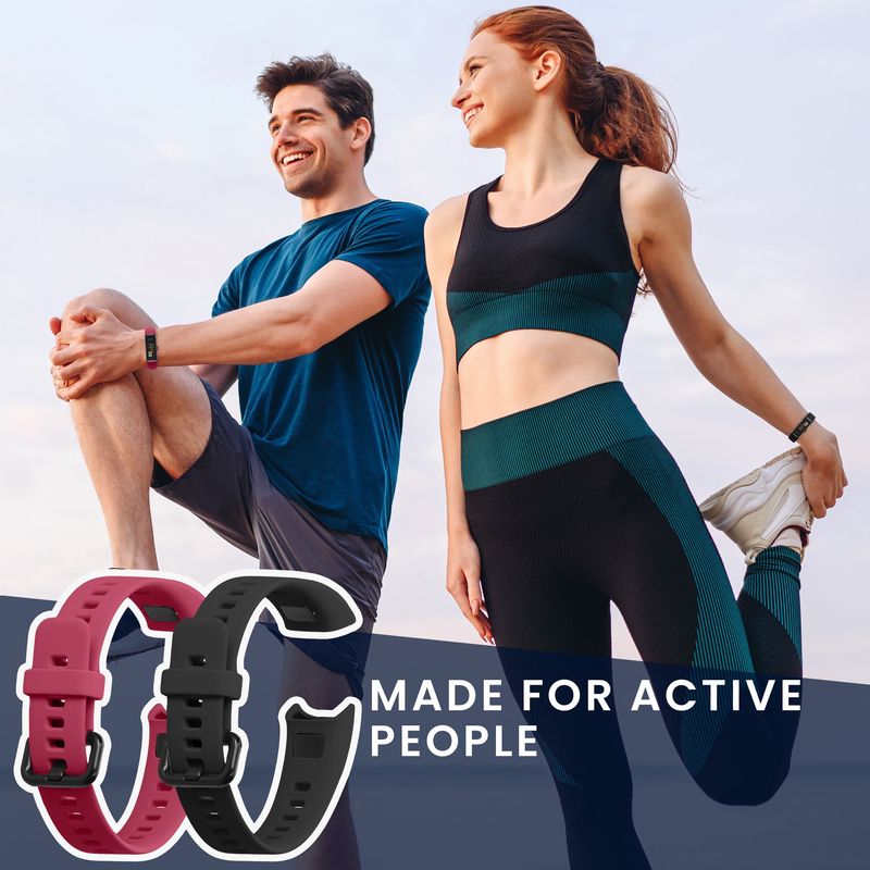 Laptop, Telefoane si Tablete - Wearables si gadgeturi - Wearables - Accesorii wearables - Set 2 curele pentru bratara fitness Kwmobile pentru Huawei Band 4, curea reglabila, silicon, negru, rosu - Infinity.ro