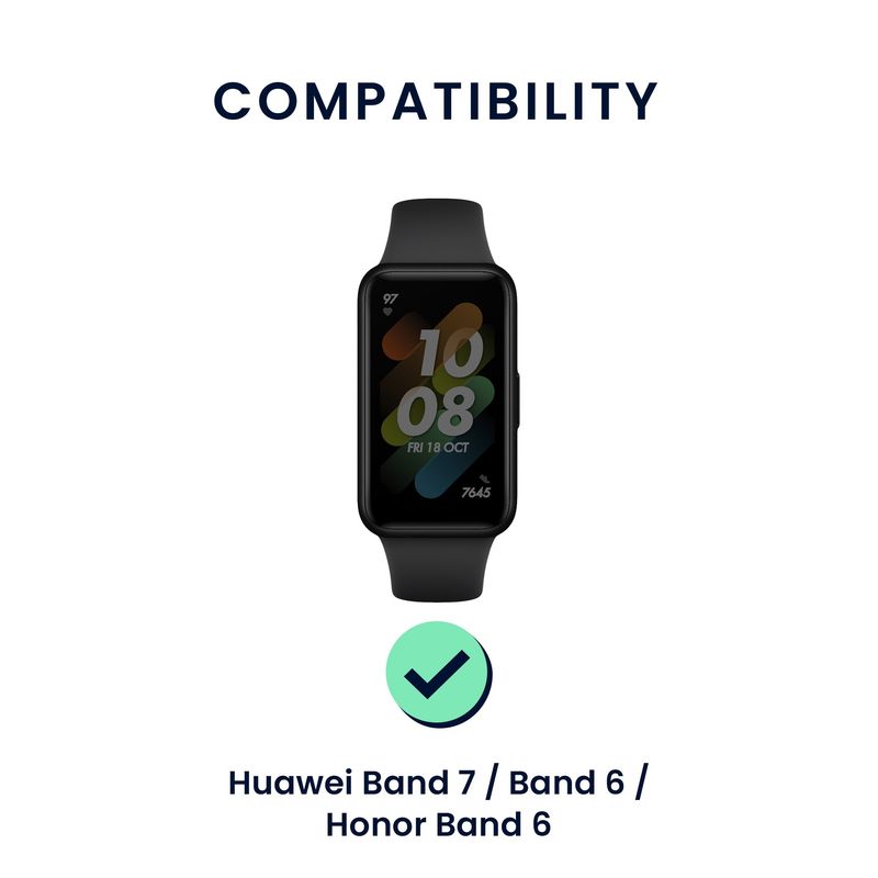 Laptop, Telefoane si Tablete - Wearables si gadgeturi - Wearables - Accesorii wearables - Set 2 curele pentru bratara fitness Kwmobile pentru Huawei Band 7, Band 6, Honor Band 6, reglabila, silicon, negru - Infinity.ro