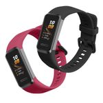 Laptop, Telefoane si Tablete - Wearables si gadgeturi - Wearables - Accesorii wearables - Set 2 curele pentru bratara fitness Kwmobile pentru Huawei Band 4, curea reglabila, silicon, negru, rosu - Infinity.ro