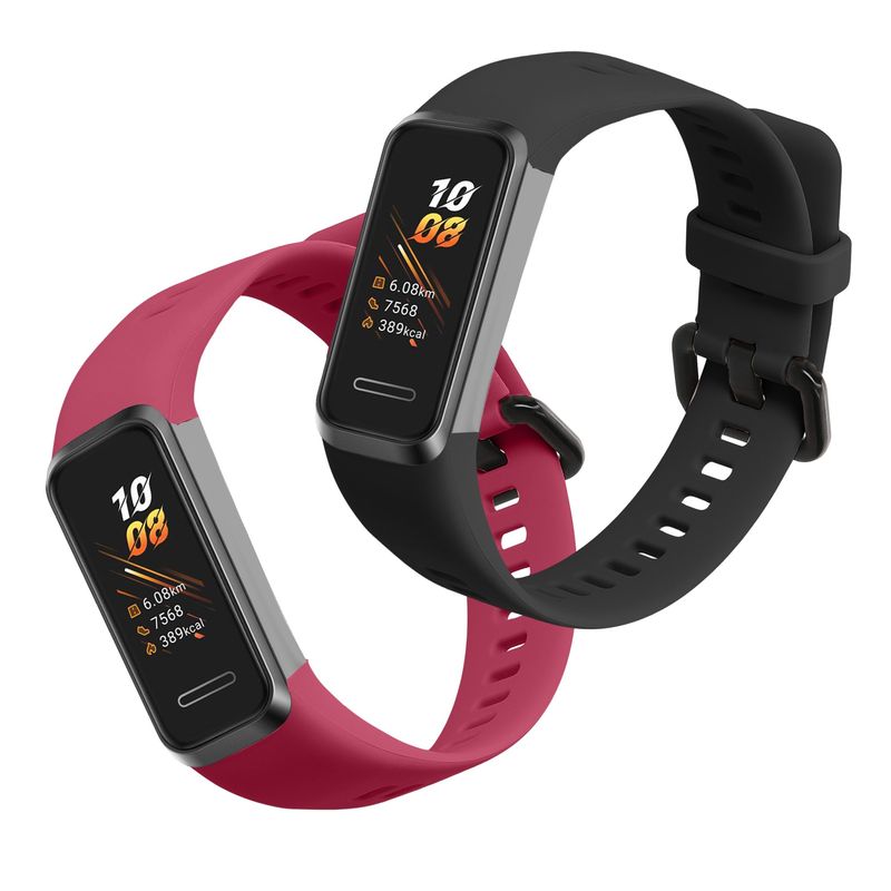 Laptop, Telefoane si Tablete - Wearables si gadgeturi - Wearables - Accesorii wearables - Set 2 curele pentru bratara fitness Kwmobile pentru Huawei Band 4, curea reglabila, silicon, negru, rosu - Infinity.ro