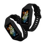 Laptop, Telefoane si Tablete - Wearables si gadgeturi - Wearables - Accesorii wearables - Set 2 curele pentru bratara fitness Kwmobile pentru Huawei Band 7, Band 6, Honor Band 6, reglabila, silicon, negru - Infinity.ro