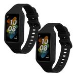 Laptop, Telefoane si Tablete - Wearables si gadgeturi - Wearables - Accesorii wearables - Set 2 curele pentru bratara fitness Kwmobile pentru Huawei Band 7, Band 6, Honor Band 6, reglabila, silicon, negru - Infinity.ro