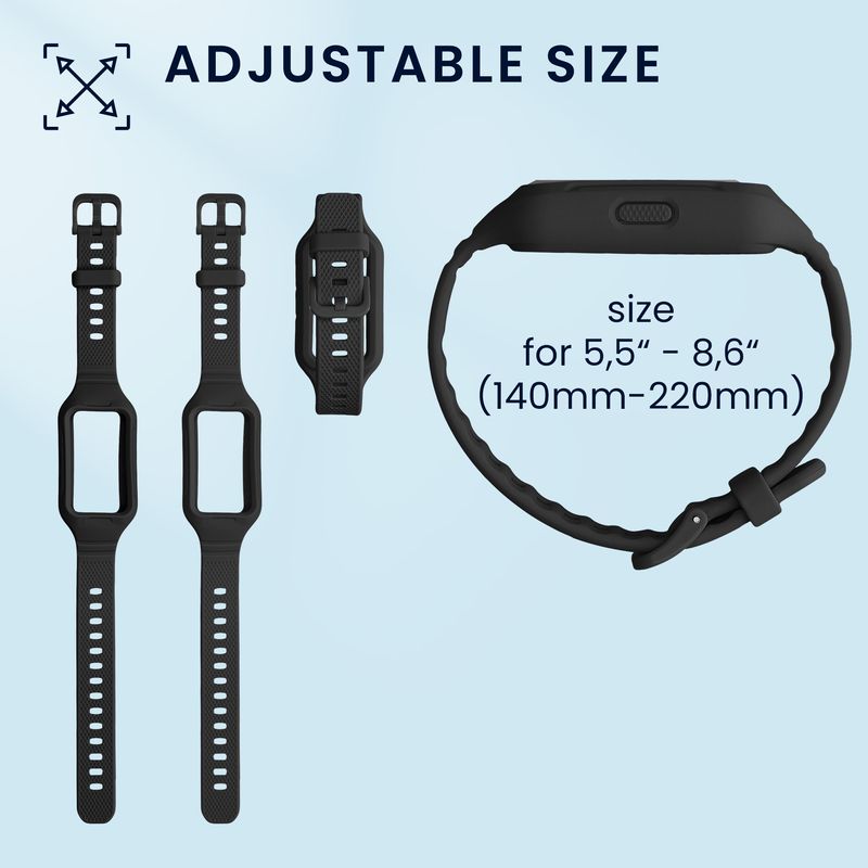 Laptop, Telefoane si Tablete - Wearables si gadgeturi - Wearables - Accesorii wearables - Set 2 curele pentru bratara fitness Kwmobile pentru Huawei Band 7, Band 6, Honor Band 6, reglabila, silicon, negru - Infinity.ro