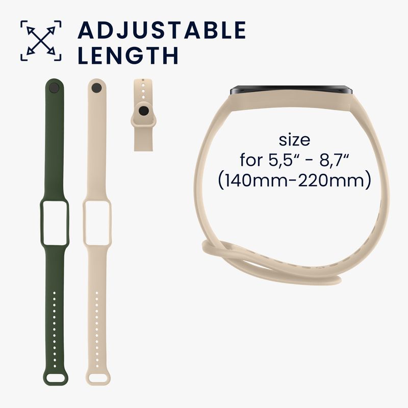Laptop, Telefoane si Tablete - Wearables si gadgeturi - Wearables - Accesorii wearables - Set 2 curele pentru bratara fitness Kwmobile pentru Amazfit Band 7, curea reglabila, silicon, verde, bej - Infinity.ro