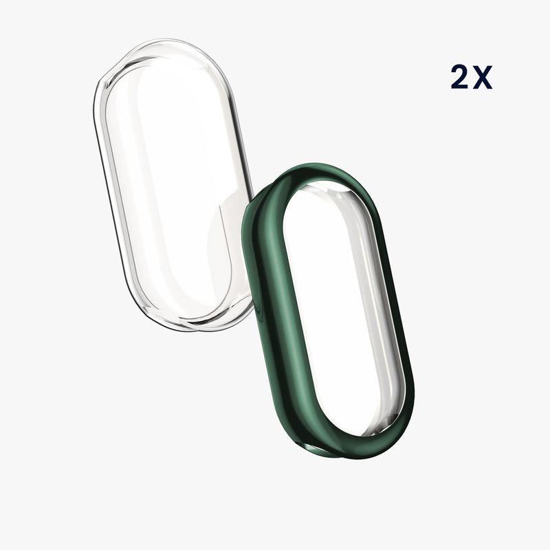 Laptop, Telefoane si Tablete - Wearables si gadgeturi - Wearables - Accesorii wearables - Set 2 huse Kwmobile pentru Xiaomi Smart Band 8, protectie la zgarieturi, material flexibil, silicon, transparent, verde - Infinity.ro