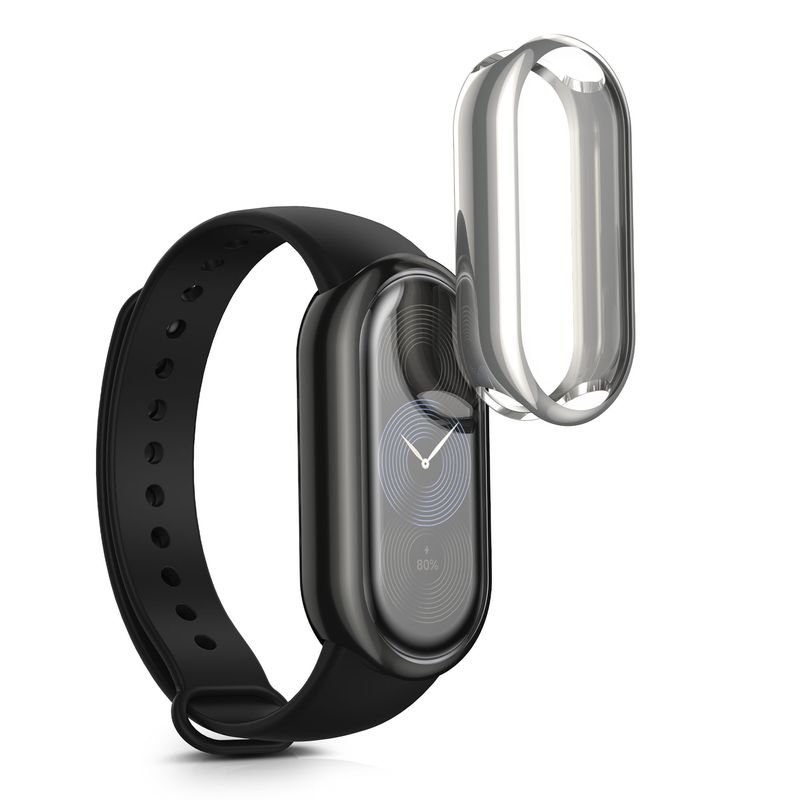 Laptop, Telefoane si Tablete - Wearables si gadgeturi - Wearables - Accesorii wearables - Set 2 huse Kwmobile pentru Xiaomi Smart Band 9, protectie la zgarieturi, material flexibil, silicon, argintiu, gri - Infinity.ro