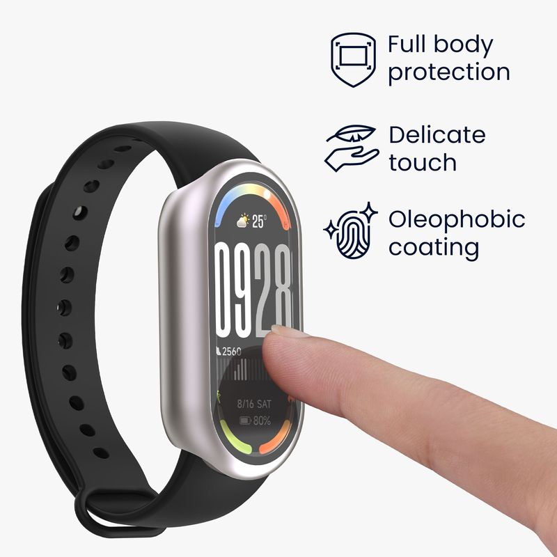 Laptop, Telefoane si Tablete - Wearables si gadgeturi - Wearables - Accesorii wearables - Set 2 huse Kwmobile pentru Xiaomi Smart Band 10, protectie la zgarieturi, sticla securizata, plastic, argintiu, roz - Infinity.ro