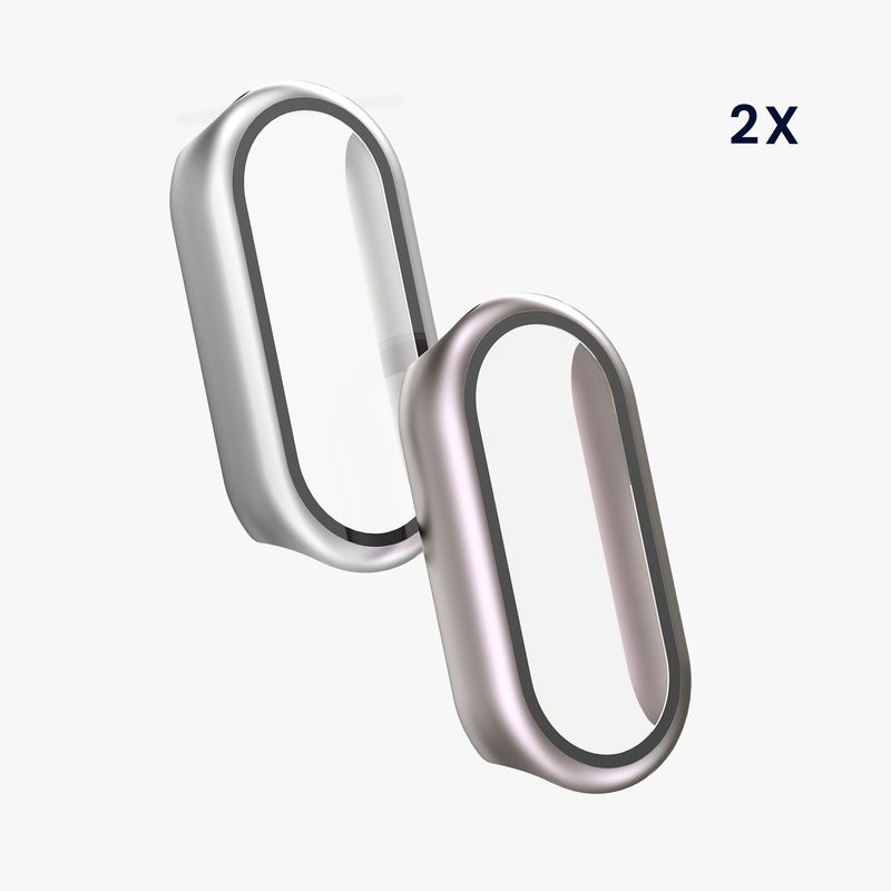 Laptop, Telefoane si Tablete - Wearables si gadgeturi - Wearables - Accesorii wearables - Set 2 huse Kwmobile pentru Xiaomi Smart Band 10, protectie la zgarieturi, sticla securizata, plastic, argintiu, roz - Infinity.ro