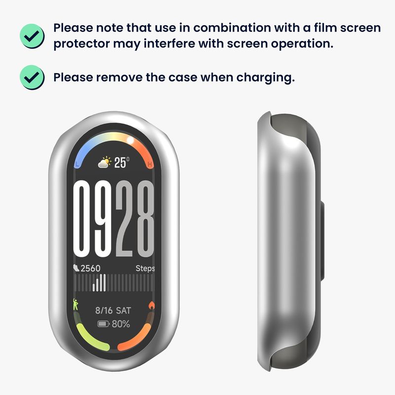 Laptop, Telefoane si Tablete - Wearables si gadgeturi - Wearables - Accesorii wearables - Set 2 huse Kwmobile pentru Xiaomi Smart Band 10, protectie la zgarieturi, sticla securizata, plastic, argintiu, roz - Infinity.ro