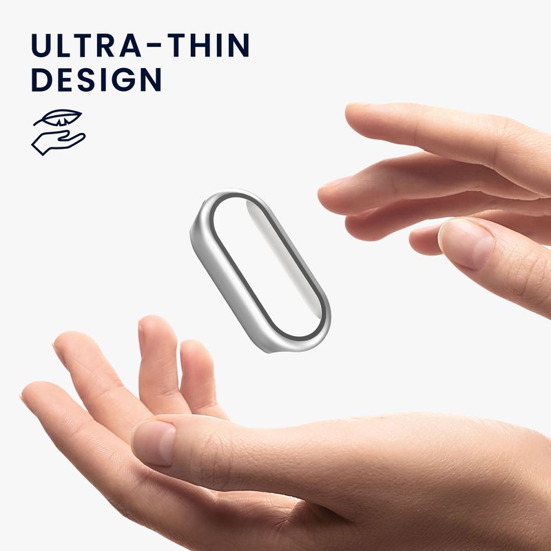 Laptop, Telefoane si Tablete - Wearables si gadgeturi - Wearables - Accesorii wearables - Set 2 huse Kwmobile pentru Xiaomi Smart Band 10, protectie la zgarieturi, sticla securizata, plastic, argintiu, roz - Infinity.ro
