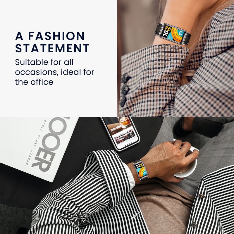 Laptop, Telefoane si Tablete - Wearables si gadgeturi - Wearables - Accesorii wearables - Curea pentru bratara fitness Kwmobile pentru Huawei Band 11, Band 11 Pro, curea reglabila, piele naturala, negru - Infinity.ro
