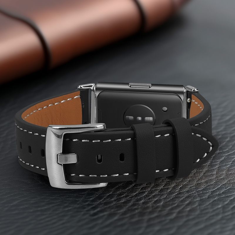 Laptop, Telefoane si Tablete - Wearables si gadgeturi - Wearables - Accesorii wearables - Curea pentru bratara fitness Kwmobile pentru Huawei Band 11, Band 11 Pro, curea reglabila, piele naturala, negru - Infinity.ro