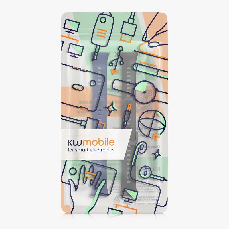 Laptop, Telefoane si Tablete - Wearables si gadgeturi - Wearables - Accesorii wearables - Set 2 curele pentru bratara fitness Kwmobile pentru Huawei Band 11, Band 11 Pro, reglabila, silicon, negru, albastru - Infinity.ro