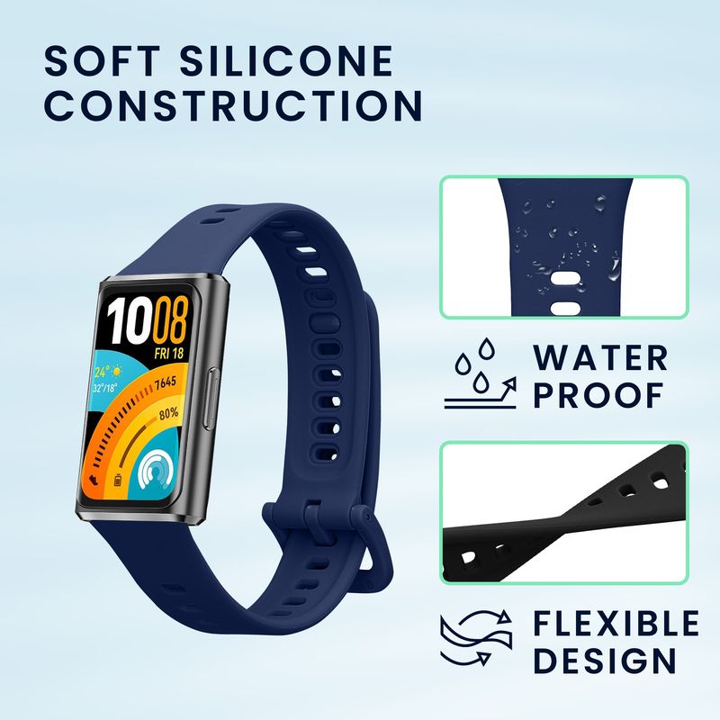 Laptop, Telefoane si Tablete - Wearables si gadgeturi - Wearables - Accesorii wearables - Set 2 curele pentru bratara fitness Kwmobile pentru Huawei Band 11, Band 11 Pro, reglabila, silicon, negru, albastru - Infinity.ro