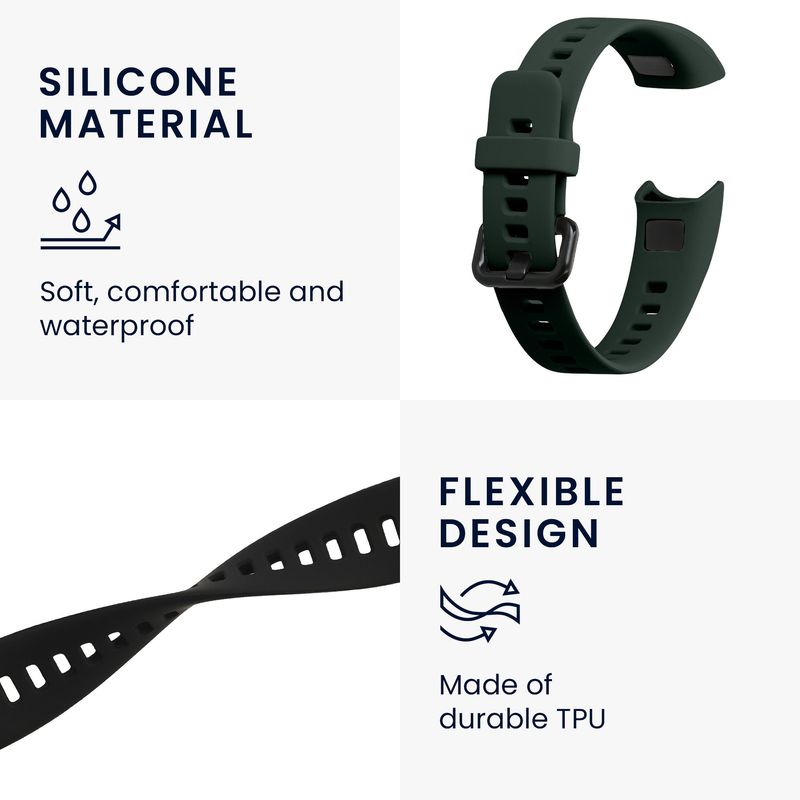 Laptop, Telefoane si Tablete - Wearables si gadgeturi - Wearables - Accesorii wearables - Set 2 curele pentru bratara fitness Kwmobile pentru Huawei Band 4, curea reglabila, silicon, negru, verde - Infinity.ro