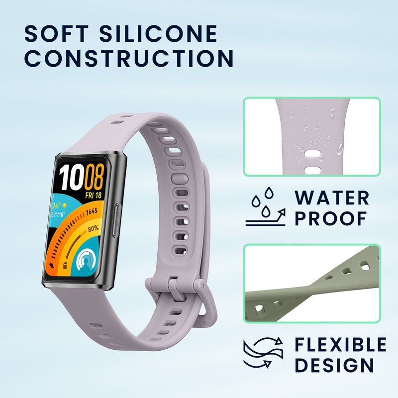 Laptop, Telefoane si Tablete - Wearables si gadgeturi - Wearables - Accesorii wearables - Set 2 curele pentru bratara fitness Kwmobile pentru Huawei Band 11, Band 11 Pro, curea reglabila, silicon, mov, verde - Infinity.ro