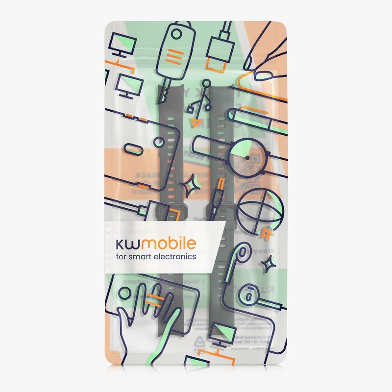 Laptop, Telefoane si Tablete - Wearables si gadgeturi - Wearables - Accesorii wearables - Set 2 curele pentru bratara fitness Kwmobile pentru Huawei Band 4, curea reglabila, silicon, negru, verde - Infinity.ro