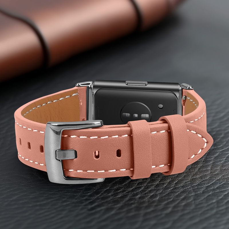 Laptop, Telefoane si Tablete - Wearables si gadgeturi - Wearables - Accesorii wearables - Curea pentru bratara fitness Kwmobile pentru Huawei Band 11, Band 11 Pro, curea reglabila, piele naturala, roz - Infinity.ro