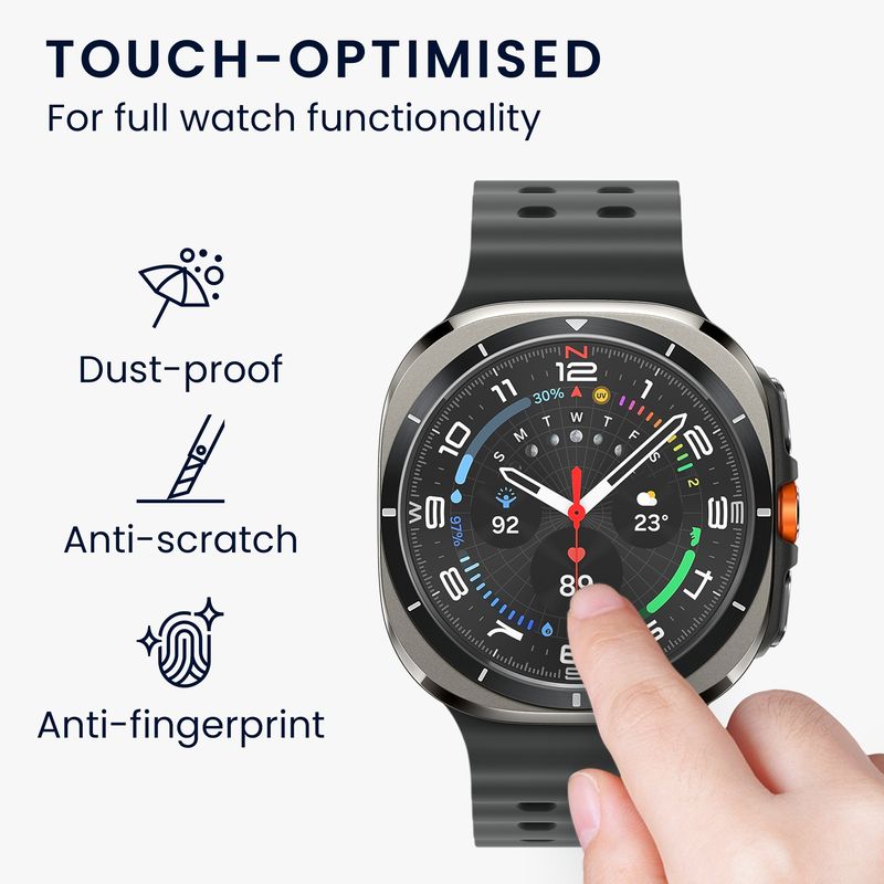 Laptop, Telefoane si Tablete - Wearables si gadgeturi - Wearables - Accesorii wearables - Set 2 folii protectie smartwatch Kwmobile pentru Samsung Galaxy Watch Ultra, aplicare usoara, sticla, transparent - Infinity.ro