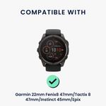 Laptop, Telefoane si Tablete - Wearables si gadgeturi - Wearables - Accesorii wearables - Curea smartwatch Kwmobile pentru Garmin 22 mm Fenix 8 47 mm, Tactix 8 47 mm, Instinct 45 mm, Epix, nailon, negru - Infinity.ro