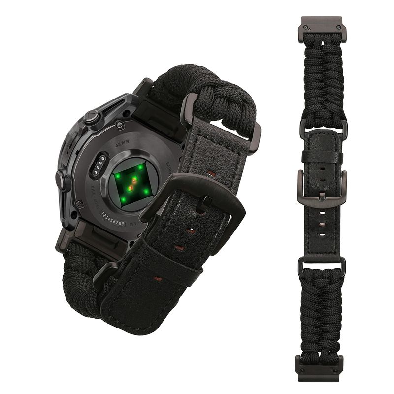 Laptop, Telefoane si Tablete - Wearables si gadgeturi - Wearables - Accesorii wearables - Curea smartwatch Kwmobile pentru Garmin 22 mm Fenix 8 47 mm, Tactix 8 47 mm, Instinct 45 mm, Epix, nailon, negru - Infinity.ro
