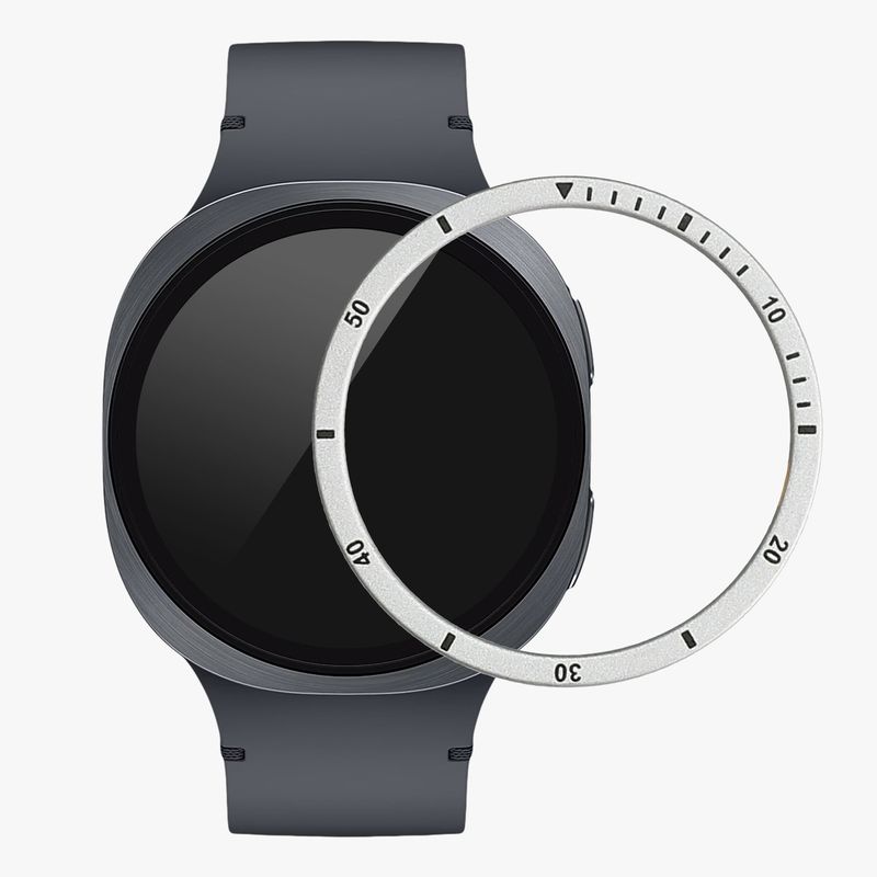Laptop, Telefoane si Tablete - Wearables si gadgeturi - Wearables - Accesorii wearables - Rama smartwatch Kwmobile pentru Samsung Galaxy Watch 8 (44 mm), antizgarieturi, antipraf, aluminiu, argintiu, negru - Infinity.ro
