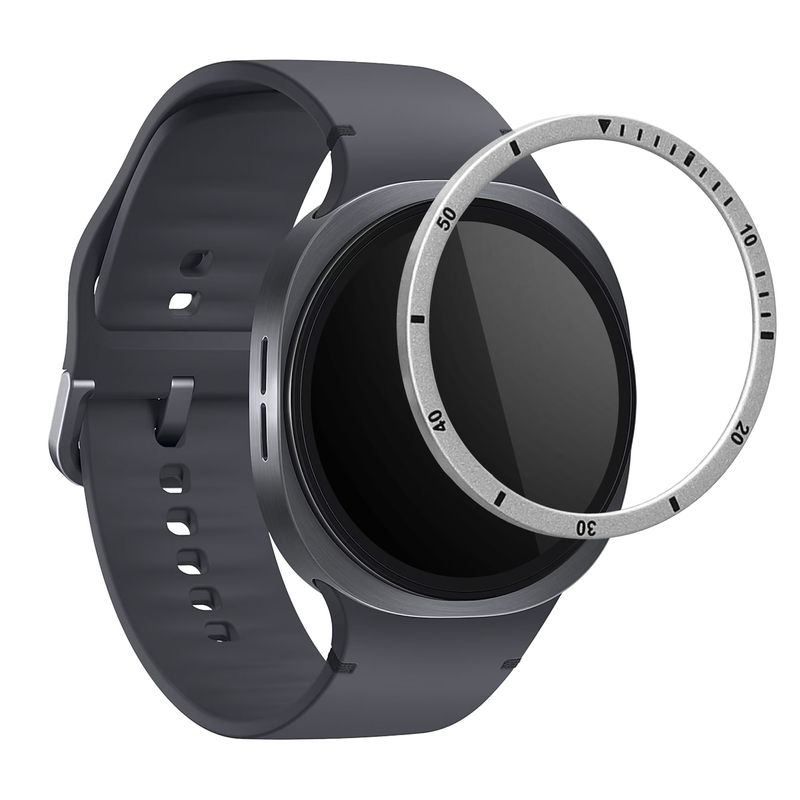 Laptop, Telefoane si Tablete - Wearables si gadgeturi - Wearables - Accesorii wearables - Rama smartwatch Kwmobile pentru Samsung Galaxy Watch 8 (44 mm), antizgarieturi, antipraf, aluminiu, argintiu, negru - Infinity.ro