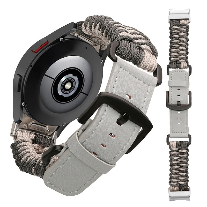 Laptop, Telefoane si Tablete - Wearables si gadgeturi - Wearables - Accesorii wearables - Curea Kwmobile pentru Samsung Galaxy Watch 4, Galaxy Watch 5, Galaxy Watch 6, Galaxy Watch 7, reglabila, nailon, bej/gri - Infinity.ro