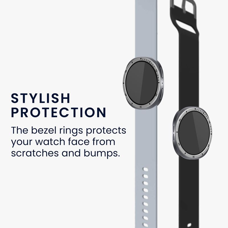 Laptop, Telefoane si Tablete - Wearables si gadgeturi - Wearables - Accesorii wearables - Rama smartwatch Kwmobile pentru Samsung Galaxy Watch 8 (44 mm), antizgarieturi, antipraf, aluminiu, argintiu, negru - Infinity.ro