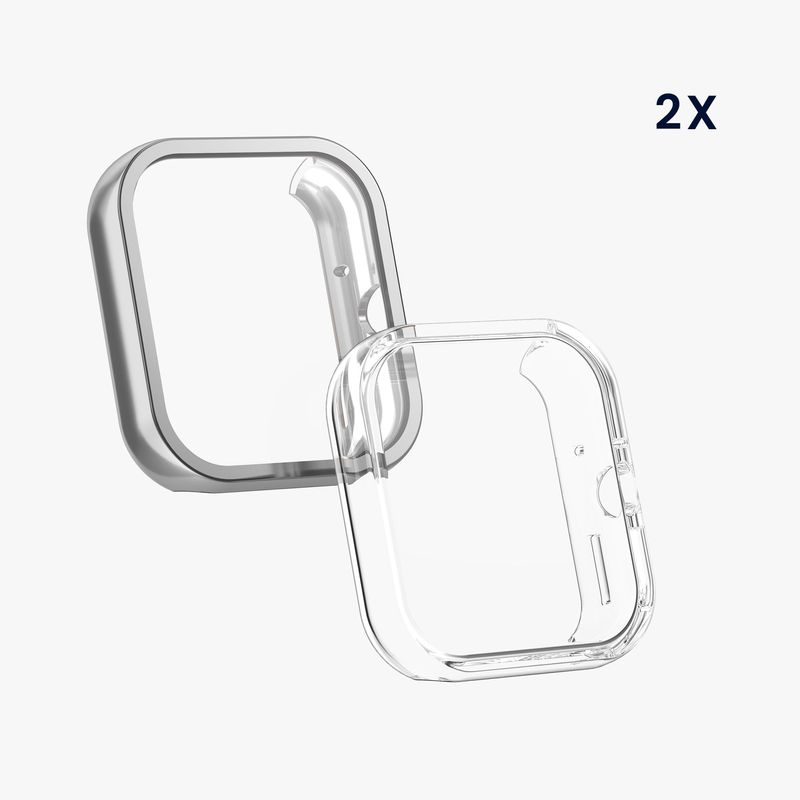 Laptop, Telefoane si Tablete - Wearables si gadgeturi - Wearables - Accesorii wearables - Set 2 huse smartwatch Kwmobile pentru Xiaomi Redmi Watch 4, antizgarieturi, flexibil, silicon, transparent, argintiu - Infinity.ro