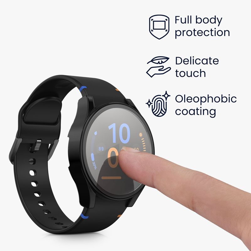Laptop, Telefoane si Tablete - Wearables si gadgeturi - Wearables - Accesorii wearables - Set 2 huse smartwatch Kwmobile pentru Samsung Galaxy Watch FE 40 mm, antizgarieturi, flexibil, silicon, negru, argintiu - Infinity.ro