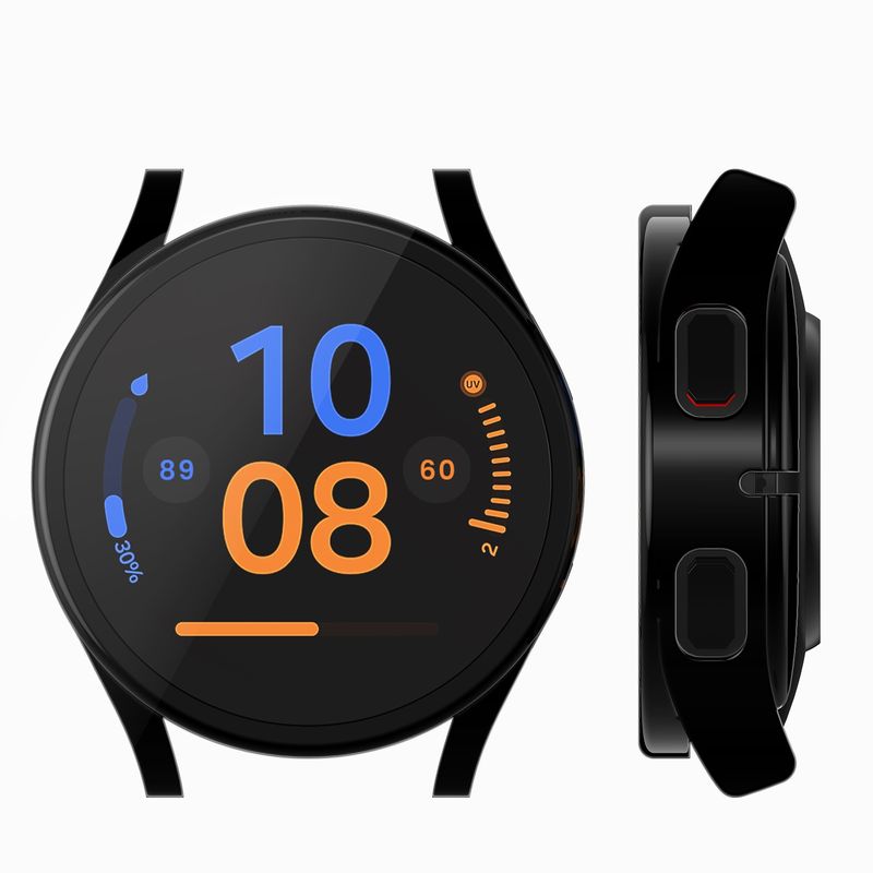Laptop, Telefoane si Tablete - Wearables si gadgeturi - Wearables - Accesorii wearables - Set 2 huse smartwatch Kwmobile pentru Samsung Galaxy Watch FE 40 mm, antizgarieturi, flexibil, silicon, negru, argintiu - Infinity.ro