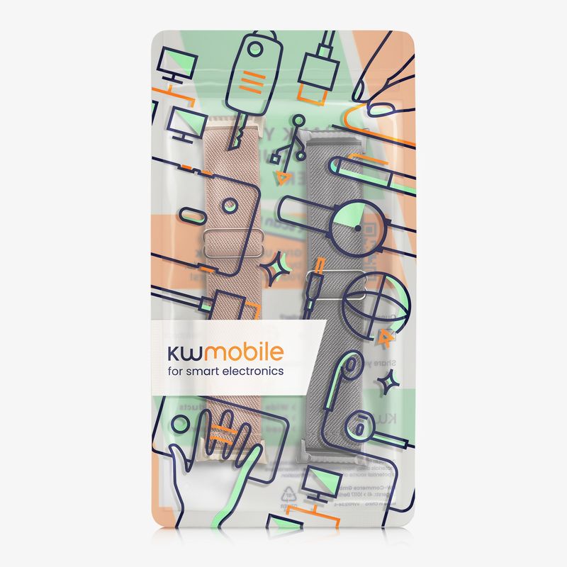 Laptop, Telefoane si Tablete - Wearables si gadgeturi - Wearables - Accesorii wearables - Set 2 curele pentru smartwatch Kwmobile pentru Huawei Watch D2, curea reglabila, nailon, gri, roz - Infinity.ro