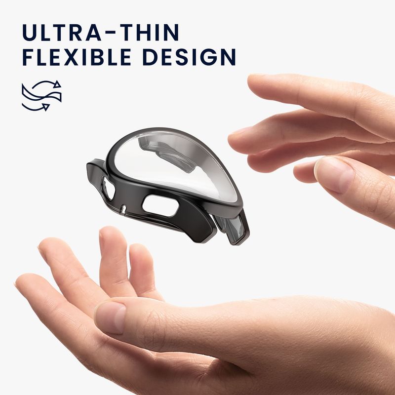 Laptop, Telefoane si Tablete - Wearables si gadgeturi - Wearables - Accesorii wearables - Set 2 huse smartwatch Kwmobile pentru Samsung Galaxy Watch FE 40 mm, antizgarieturi, flexibil, silicon, negru, argintiu - Infinity.ro
