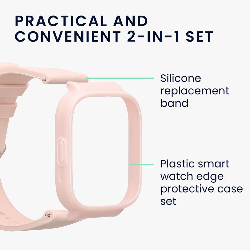 Laptop, Telefoane si Tablete - Wearables si gadgeturi - Wearables - Accesorii wearables - Set 2 huse pentru smartwatch Kwmobile pentru Xiaomi Redmi Watch 3 Active, protectie la apa, silicon, roz - Infinity.ro