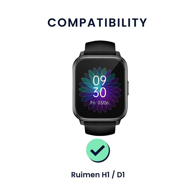 Laptop, Telefoane si Tablete - Wearables si gadgeturi - Wearables - Accesorii wearables - Set 2 curele pentru smartwatch Kwmobile pentru Ruimen H1, D1, curea reglabila, silicon, negru, albastru - Infinity.ro
