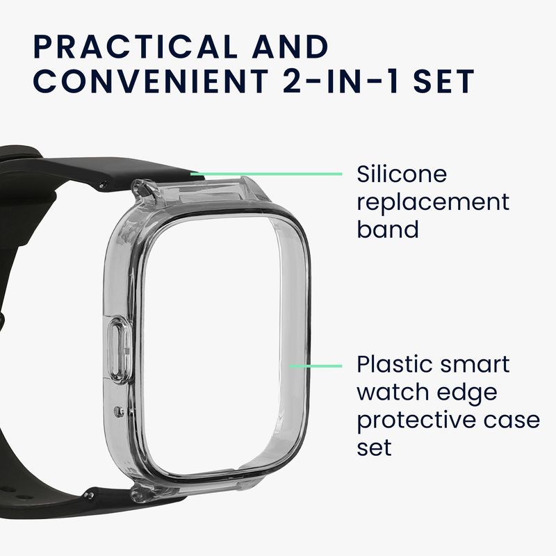 Laptop, Telefoane si Tablete - Wearables si gadgeturi - Wearables - Accesorii wearables - Set 2 huse pentru smartwatch Kwmobile pentru Xiaomi Redmi Watch 3 Active, protectie la apa, silicon, negru - Infinity.ro