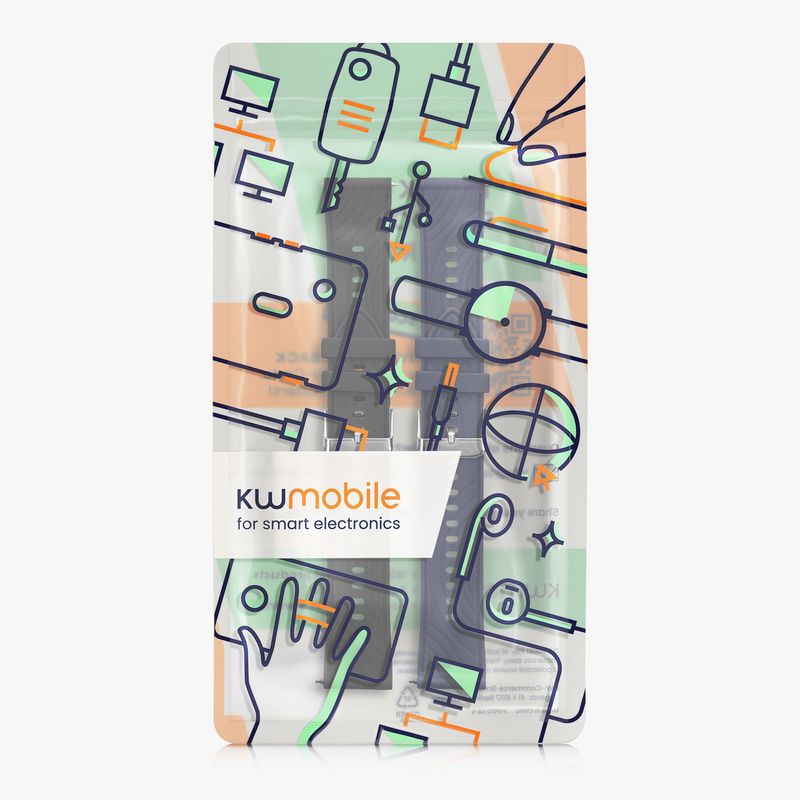 Laptop, Telefoane si Tablete - Wearables si gadgeturi - Wearables - Accesorii wearables - Set 2 curele pentru smartwatch Kwmobile pentru Ruimen H1, D1, curea reglabila, silicon, negru, albastru - Infinity.ro