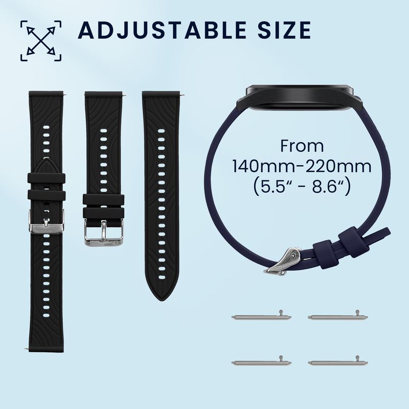 Laptop, Telefoane si Tablete - Wearables si gadgeturi - Wearables - Accesorii wearables - Set 2 curele pentru smartwatch Kwmobile pentru Ruimen H1, D1, curea reglabila, silicon, negru, albastru - Infinity.ro