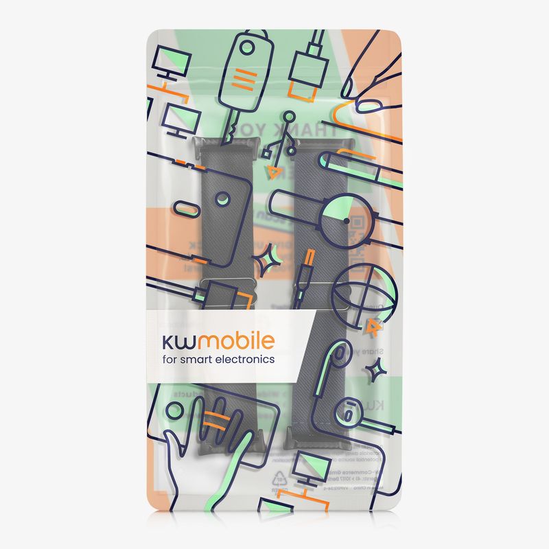 Laptop, Telefoane si Tablete - Wearables si gadgeturi - Wearables - Accesorii wearables - Set 2 curele pentru smartwatch Kwmobile pentru Huawei Watch D2, curea reglabila, nailon, negru, albastru - Infinity.ro
