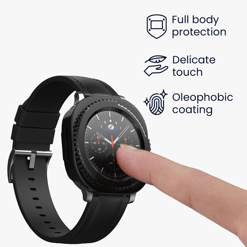 Laptop, Telefoane si Tablete - Wearables si gadgeturi - Wearables - Accesorii wearables - Set 2 huse smartwatch Kwmobile pentru Samsung Galaxy Watch 8 Classic (46 mm), sticla temperata, plastic, negru, argintiu - Infinity.ro