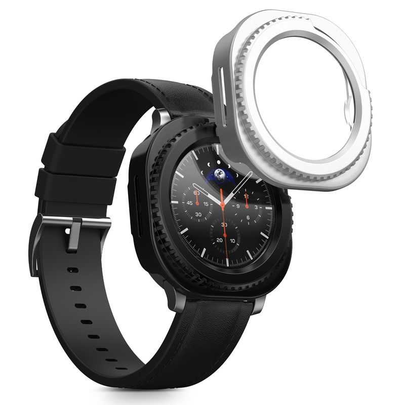 Laptop, Telefoane si Tablete - Wearables si gadgeturi - Wearables - Accesorii wearables - Set 2 huse smartwatch Kwmobile pentru Samsung Galaxy Watch 8 Classic (46 mm), sticla temperata, plastic, negru, argintiu - Infinity.ro