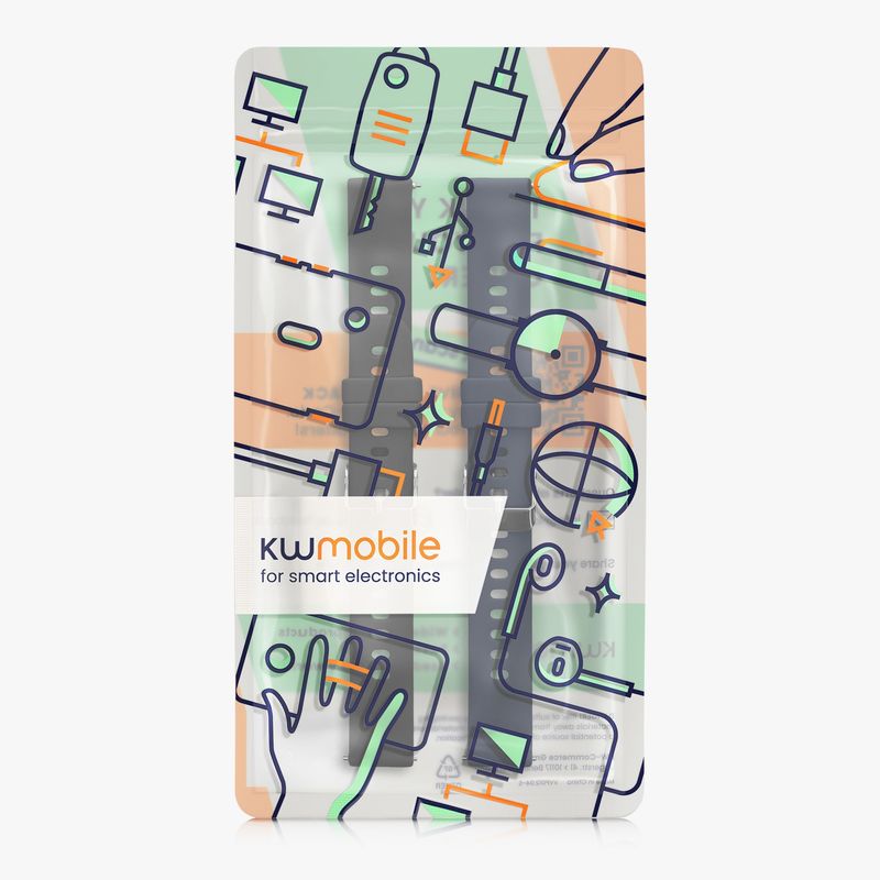 Laptop, Telefoane si Tablete - Wearables si gadgeturi - Wearables - Accesorii wearables - Set 2 curele pentru smartwatch Kwmobile pentru SHANG WING L2, curea reglabila, silicon, negru, albastru - Infinity.ro