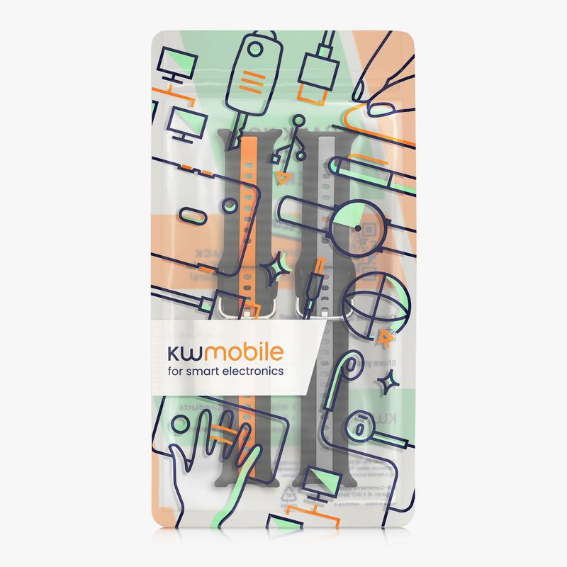 Laptop, Telefoane si Tablete - Wearables si gadgeturi - Wearables - Accesorii wearables - Set 2 curele smartwatch Kwmobile pentru Samsung Galaxy Watch 8, silicon, negru, gri, negru, portocaliu - Infinity.ro